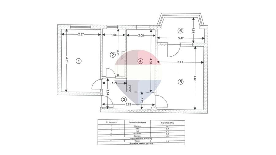 Apartament cu 2 camere în Central