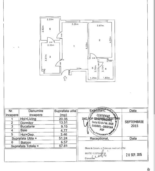 Apartament cu 2 camere semidecomandat în Bragadiru