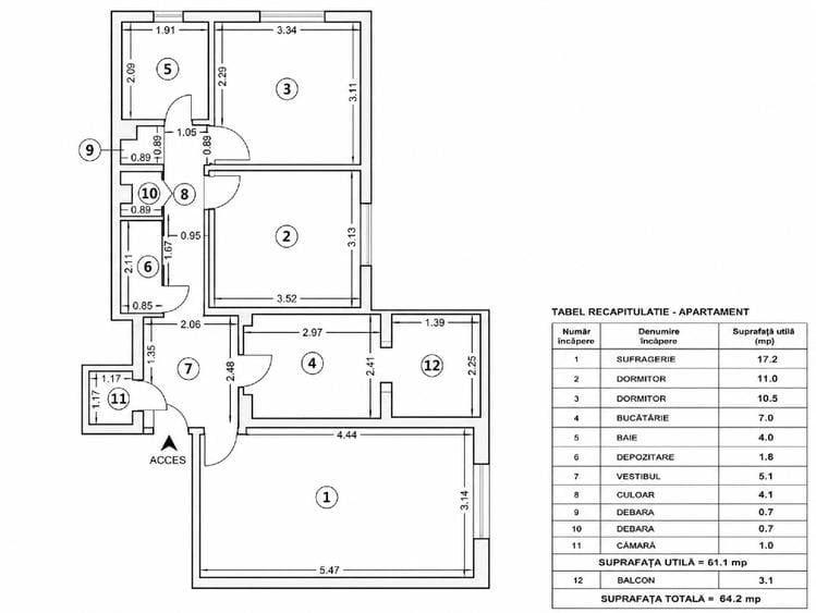 Apartament cu 3 camere decomandat în Gorjului