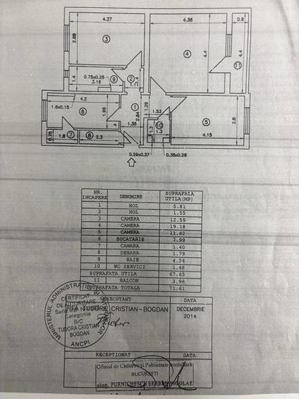 Apartament cu 3 camere decomandat în Tineretului