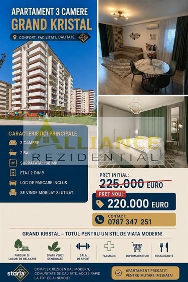 Apartament cu 3 camere în Central