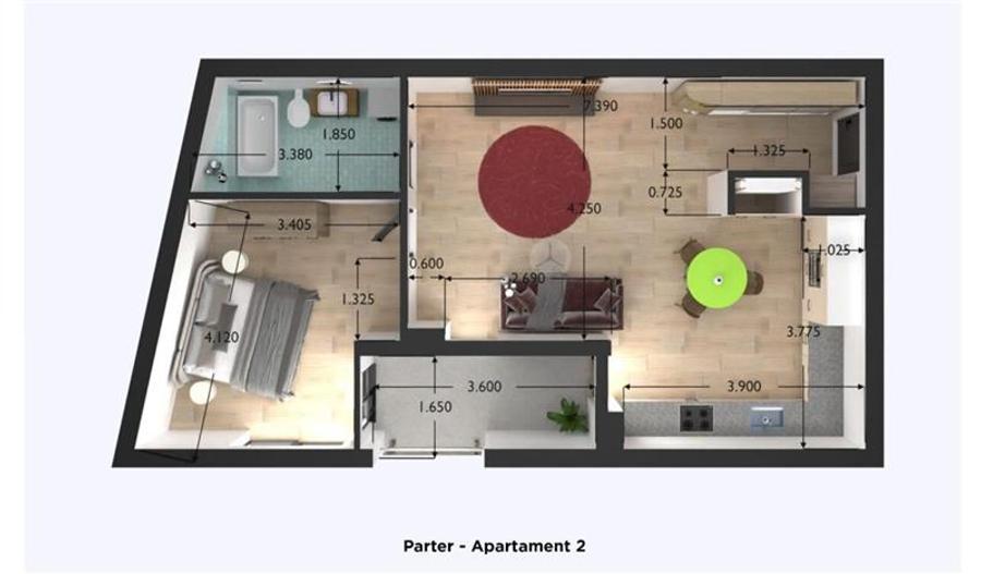 Apartament cu 2 camere decomandat în Cetății