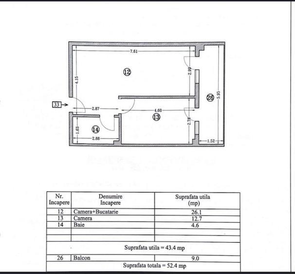 Apartament cu 2 camere în Est