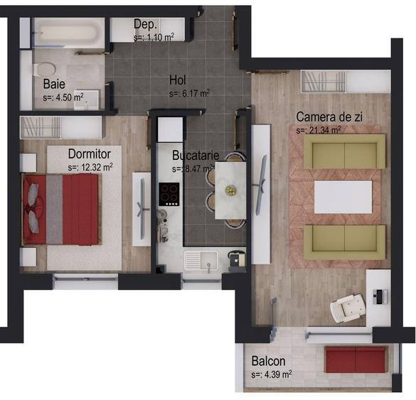 Apartament 2 camere cu -Rainbow by Casa Nobel - 11