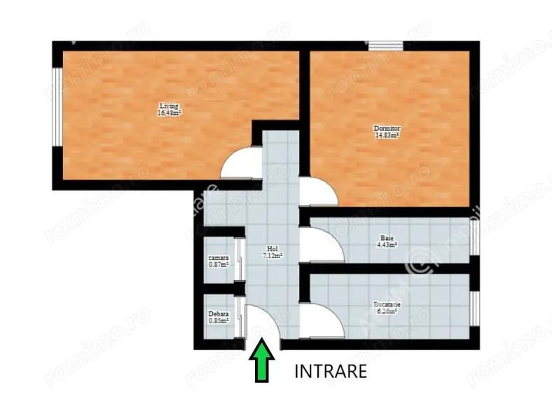 Apartament cu 2 camere decomandat în Terezian