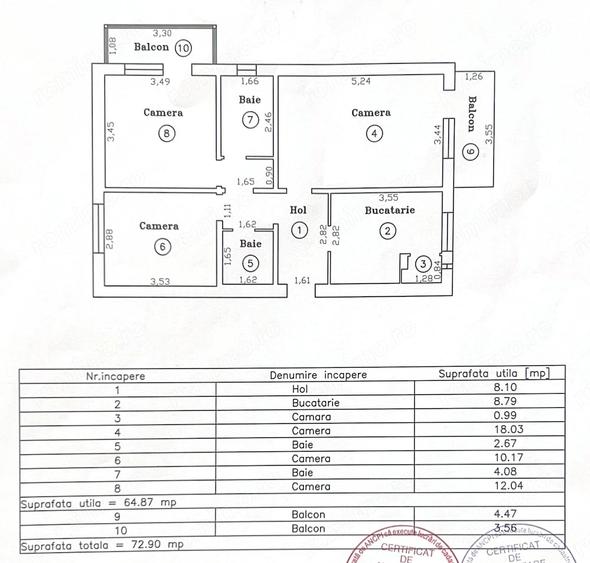 Apartament cu 3 camere decomandat în Aradului
