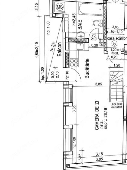 Apartament cu 2 camere decomandat în Cedonia