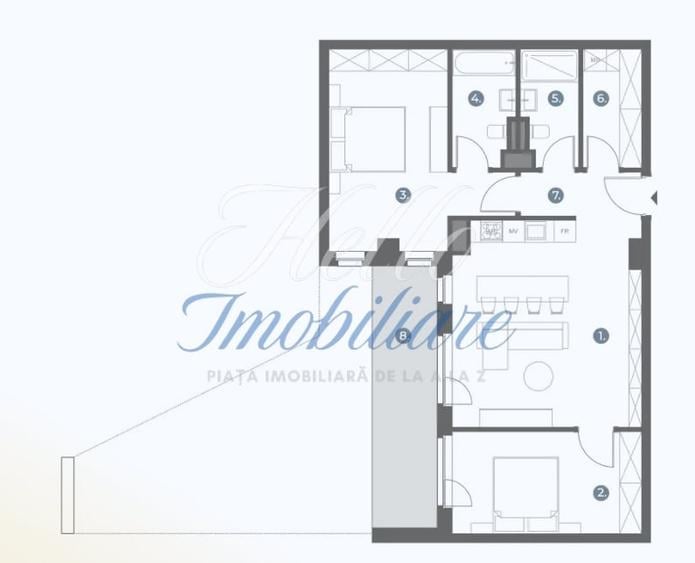 Apartament cu 3 camere în Bună Ziua