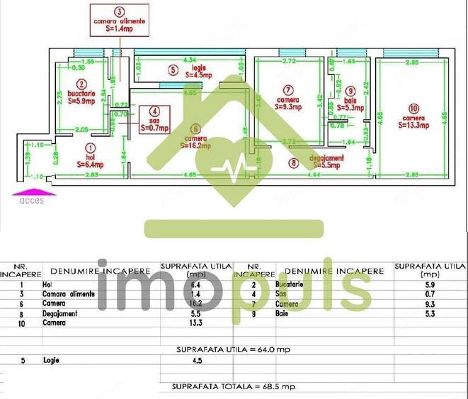 Apartament cu 3 camere semidecomandat în Favorit