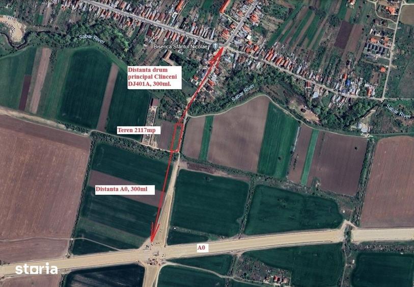 Teren de 2117 mp, în Clinceni