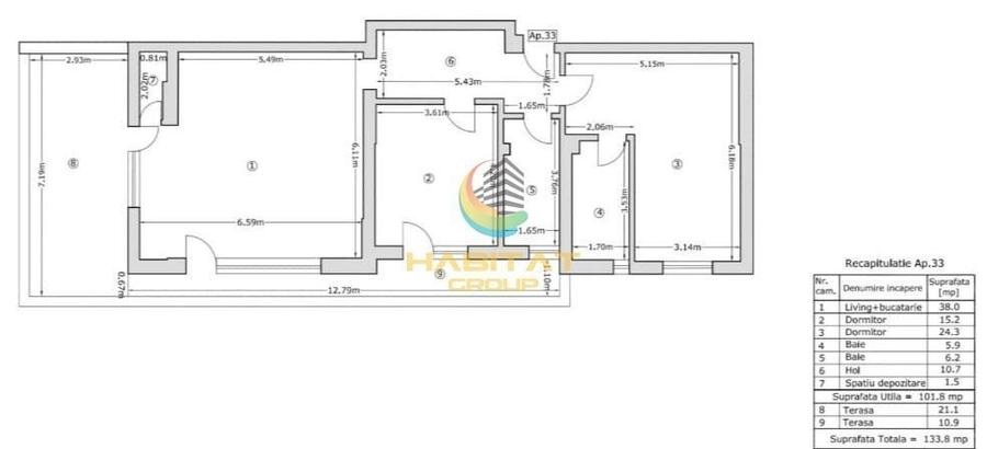 Pallady Penthouse 3 camere 102 mp + terasa 35 mp GATA MUTARE - 1