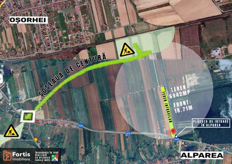 Teren Construcții intravilan de 6942 mp, în Alparea