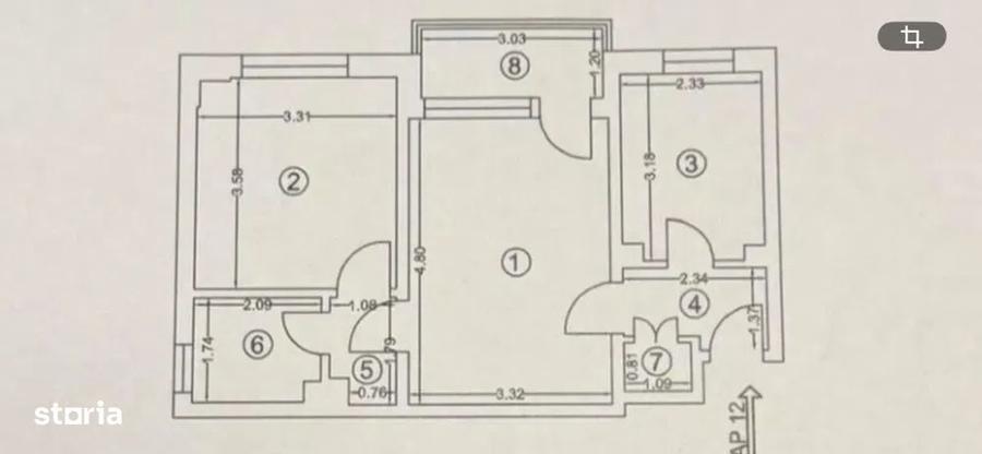 Apartament cu 2 camere semidecomandat în City Park Mall