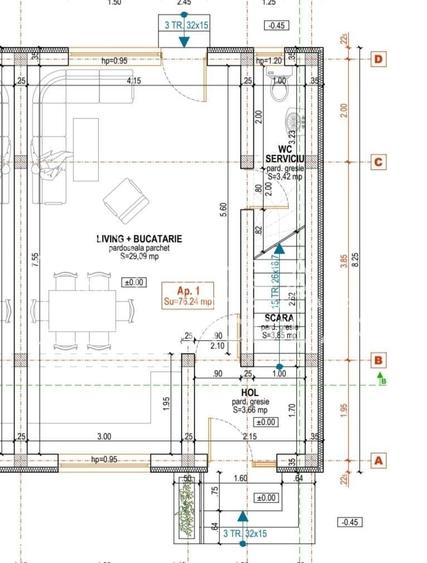 Casă cu 3 camere cu Teren 100 Mp în Central