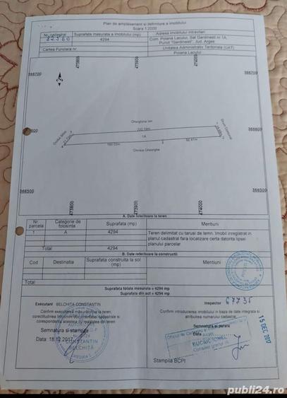 Teren de 4294 mp, în Gărdinești