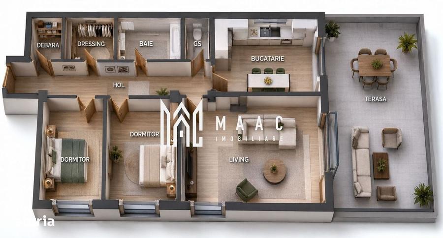 Apartament cu 3 camere în Sud