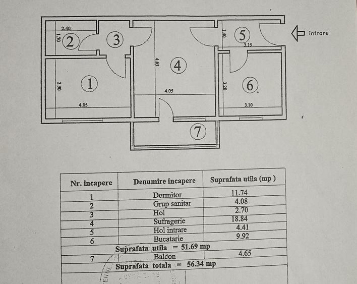 Apartament cu 2 camere semidecomandat în Central