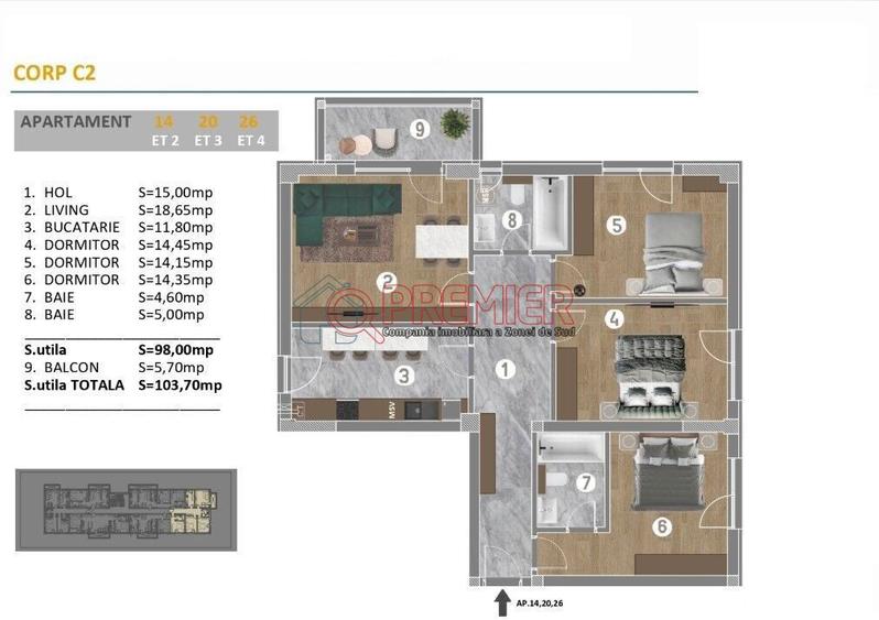 Apartament cu 4 camere semidecomandat în Metalurgiei