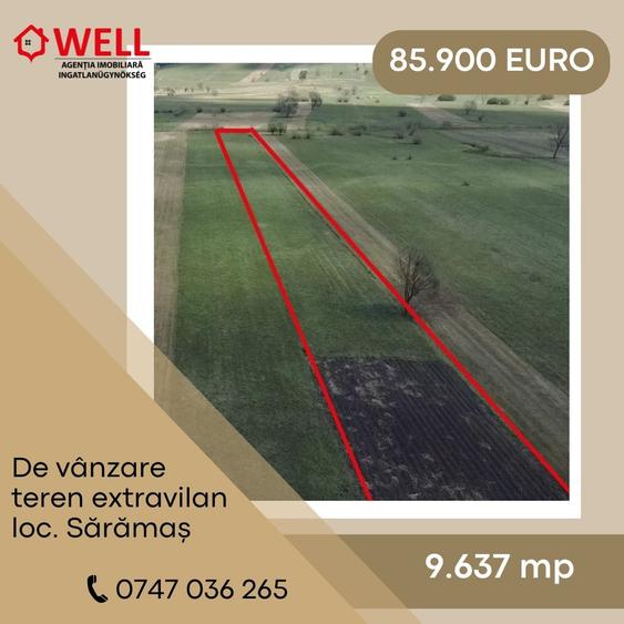 Teren extravilan de 9637 mp, în Sărămaș