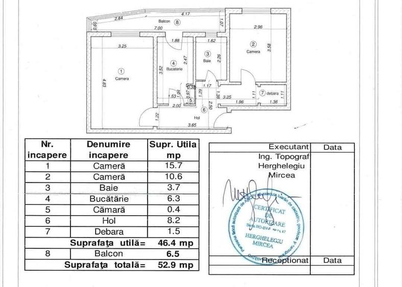 Apartament cu 2 camere decomandat, mobilat în Tractorul
