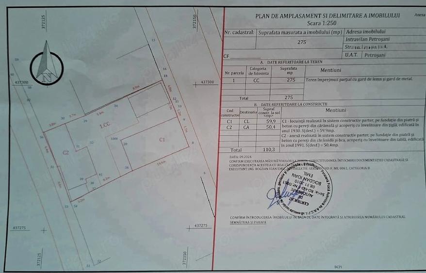Casă cu 3 camere cu Teren 275 Mp în Petros