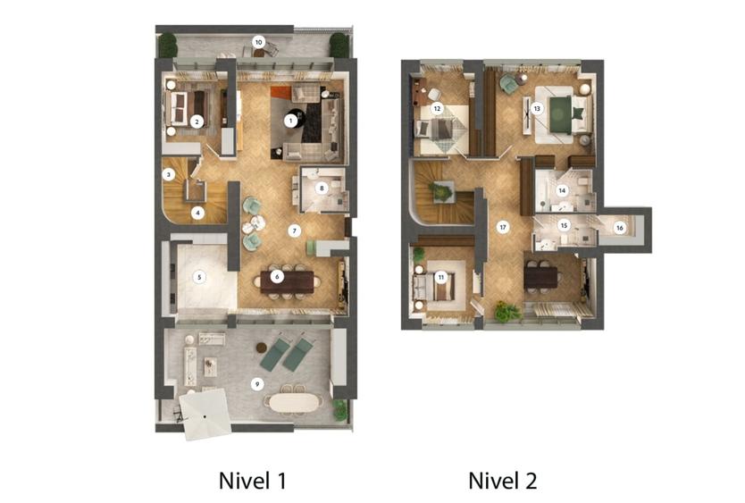 Penthouse cu 5 camere decomandat în Pipera