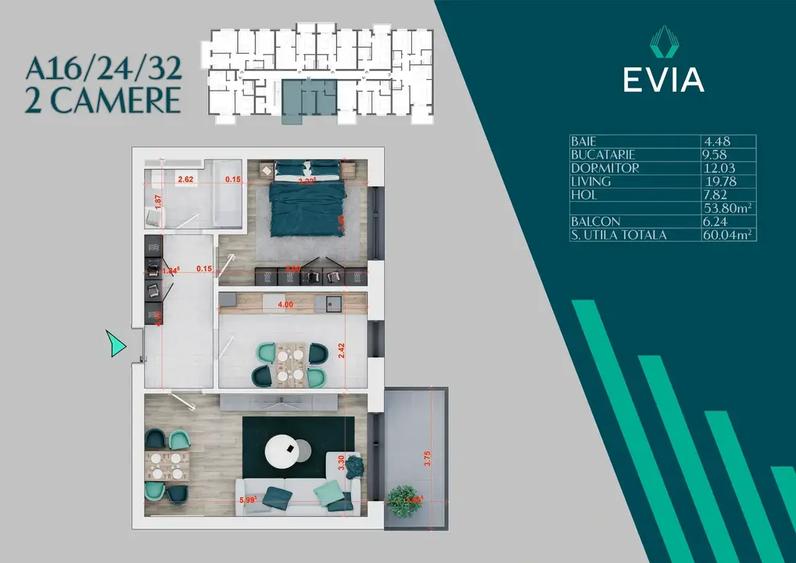 Apartament cu 2 camere decomandat în Theodor Pallady