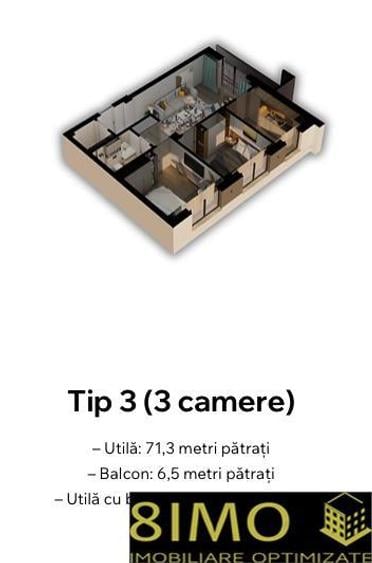 Apartament cu 3 camere decomandat în Fălticeni