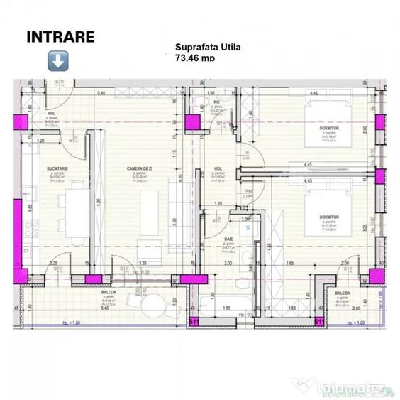 Apartament cu 3 camere decomandat în Central