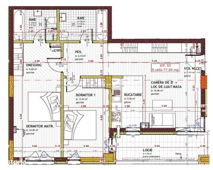 Apartament de 3 camere, 77.95mp, Semifinisat,zona Tineretului,Floresti - 1