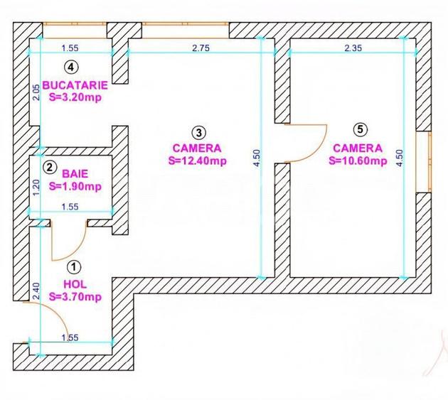 Apartament cu 2 camere nedecomandat, mobilat în Țiglari