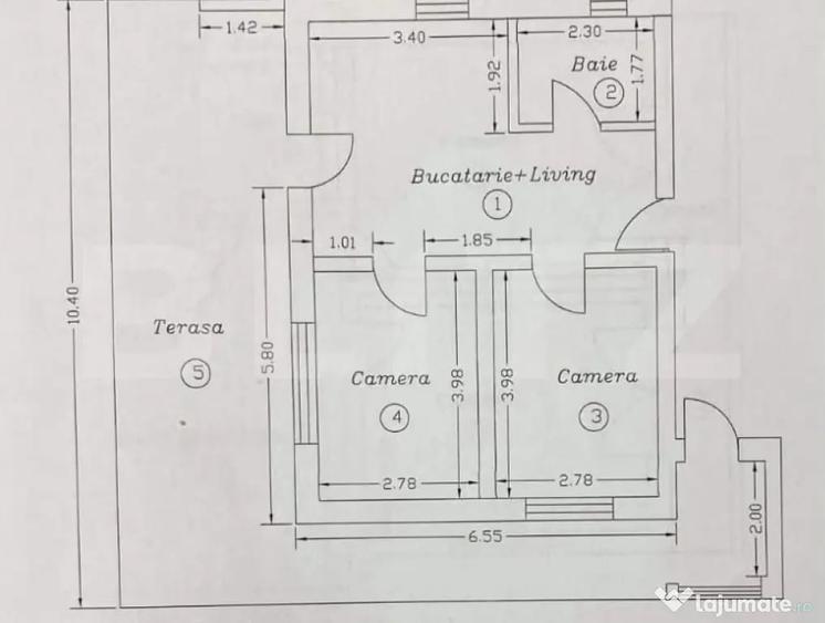 Apartament cu 3 camere decomandat în Central