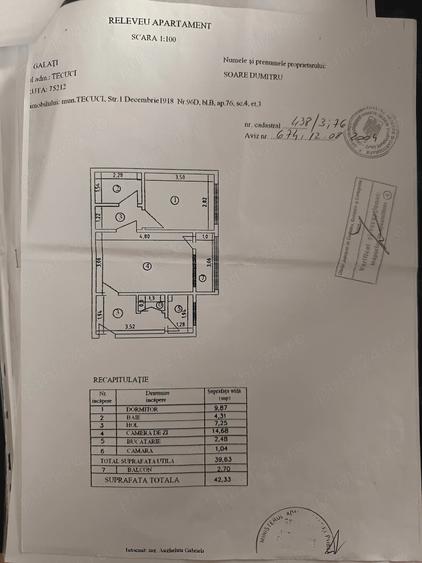 Apartament cu 2 camere semidecomandat în Central