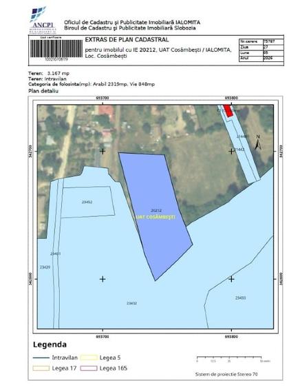 Teren agricol intravilan de 3167 mp, în Cosâmbești