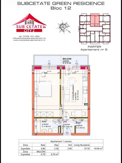 Apartament cu 2 camere semidecomandat în Sânpetru