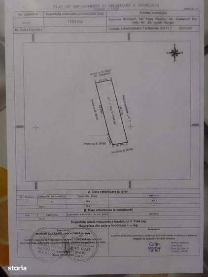 Teren de 1164 mp, în Ghimpați