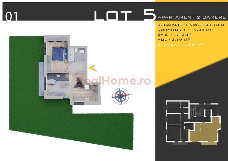 Apartament cu 2 camere în Theodor Pallady