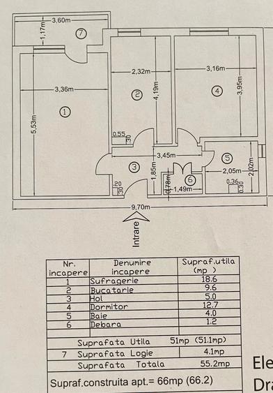 Apartament cu 2 camere decomandat în Central