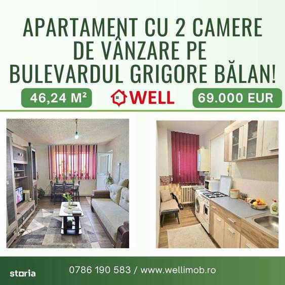 Apartament cu 2 camere de vanzare in Sfantu Gheorghe, Grigore Balan! - 1