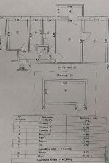 Apartament cu 3 camere semidecomandat în Km 4-5