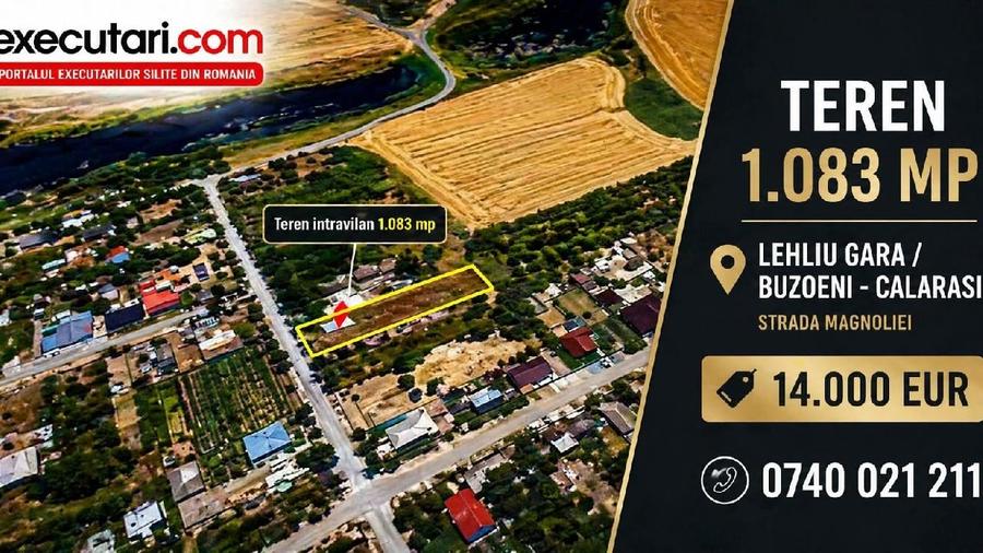 Teren Construcții intravilan de 1083 mp, în Lehliu-Gară