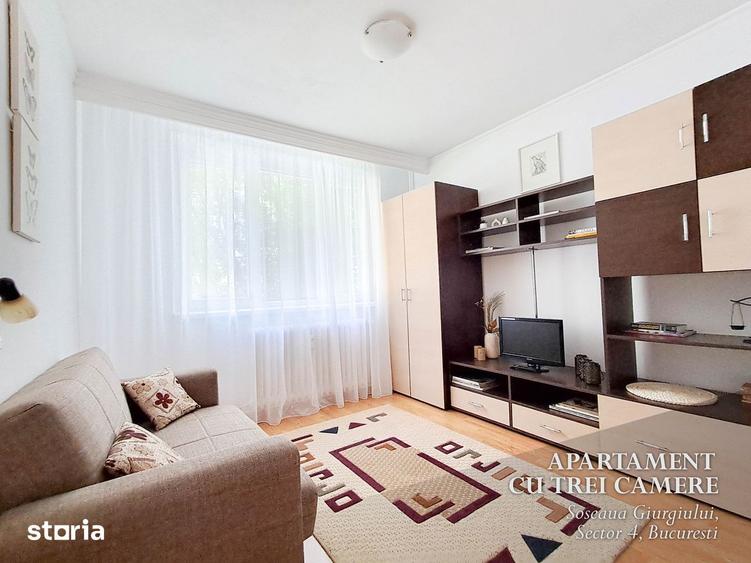 Apartament cu 3 camere decomandat, mobilat în Giurgiului