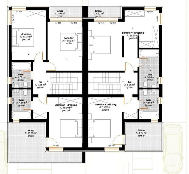 Duplex cu 5 camere cu Canalizare în Aeroport