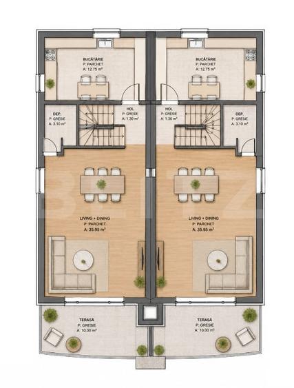 Duplex cu 5 camere cu Canalizare în Iris