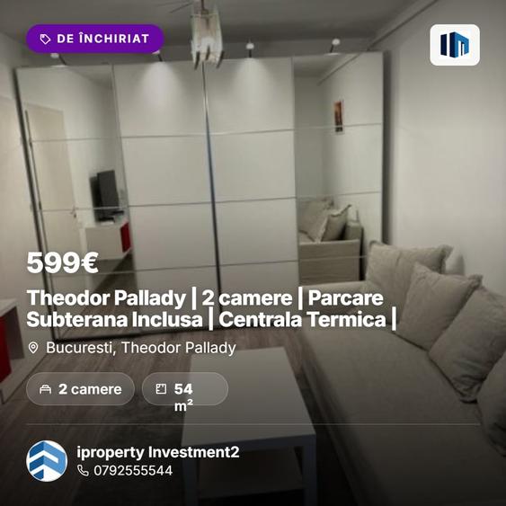 Apartament cu 2 camere decomandat, mobilat în Theodor Pallady