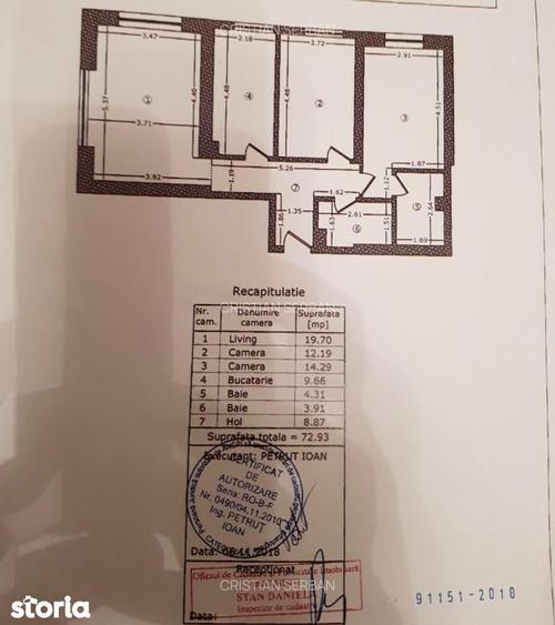 Apartament cu 3 camere, mobilat în Militari