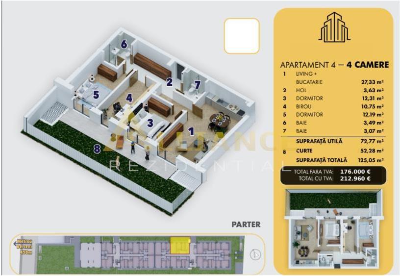 {Metrou Berceni, doar 5 minute} | App 4 cam/2 bai + terasa | - 1