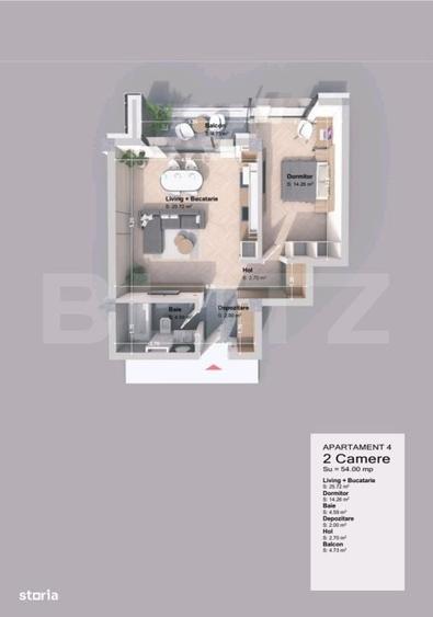 Apartament cu 2 camere în Valea Lupului