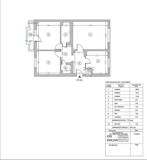 Apartament cu 3 camere, mobilat în Nerva Traian