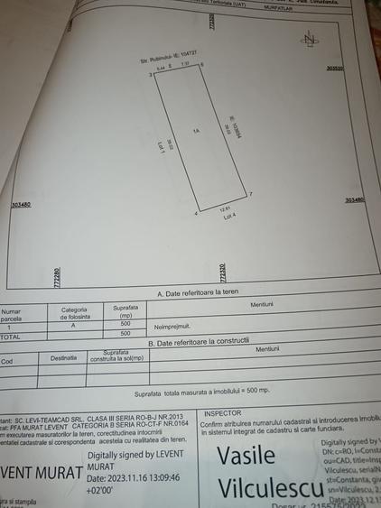 Teren de 500 mp, în Exterior Vest